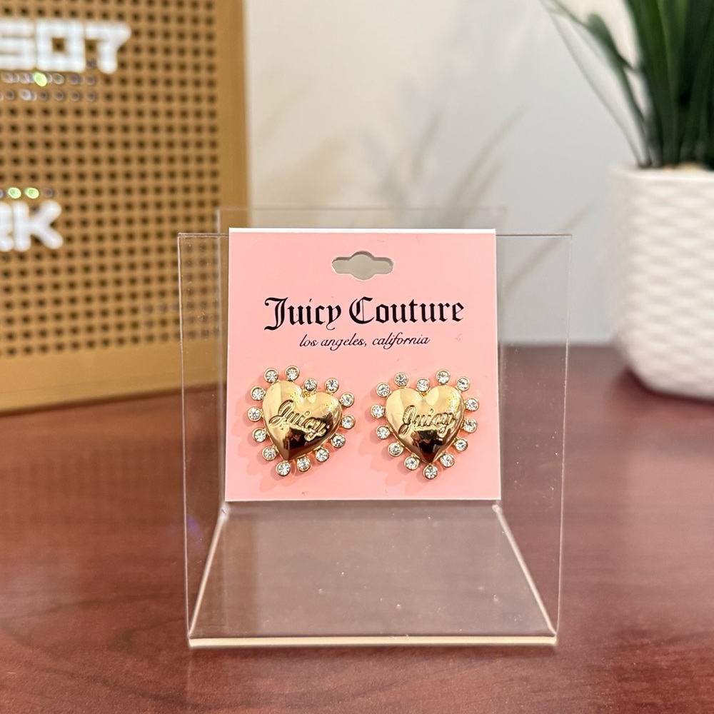 New Juicy Couture gold stud heart earrings